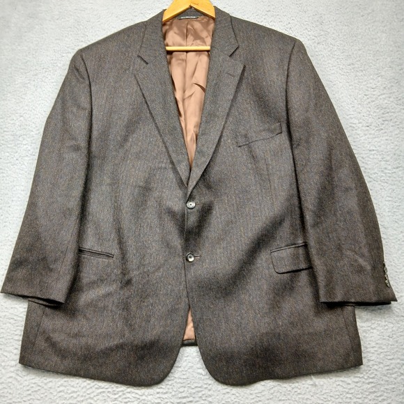 Austins Big & Tall Men's 52R Brown 100% Wool Blazer Sport Coat Canada - Picture 2 of 10